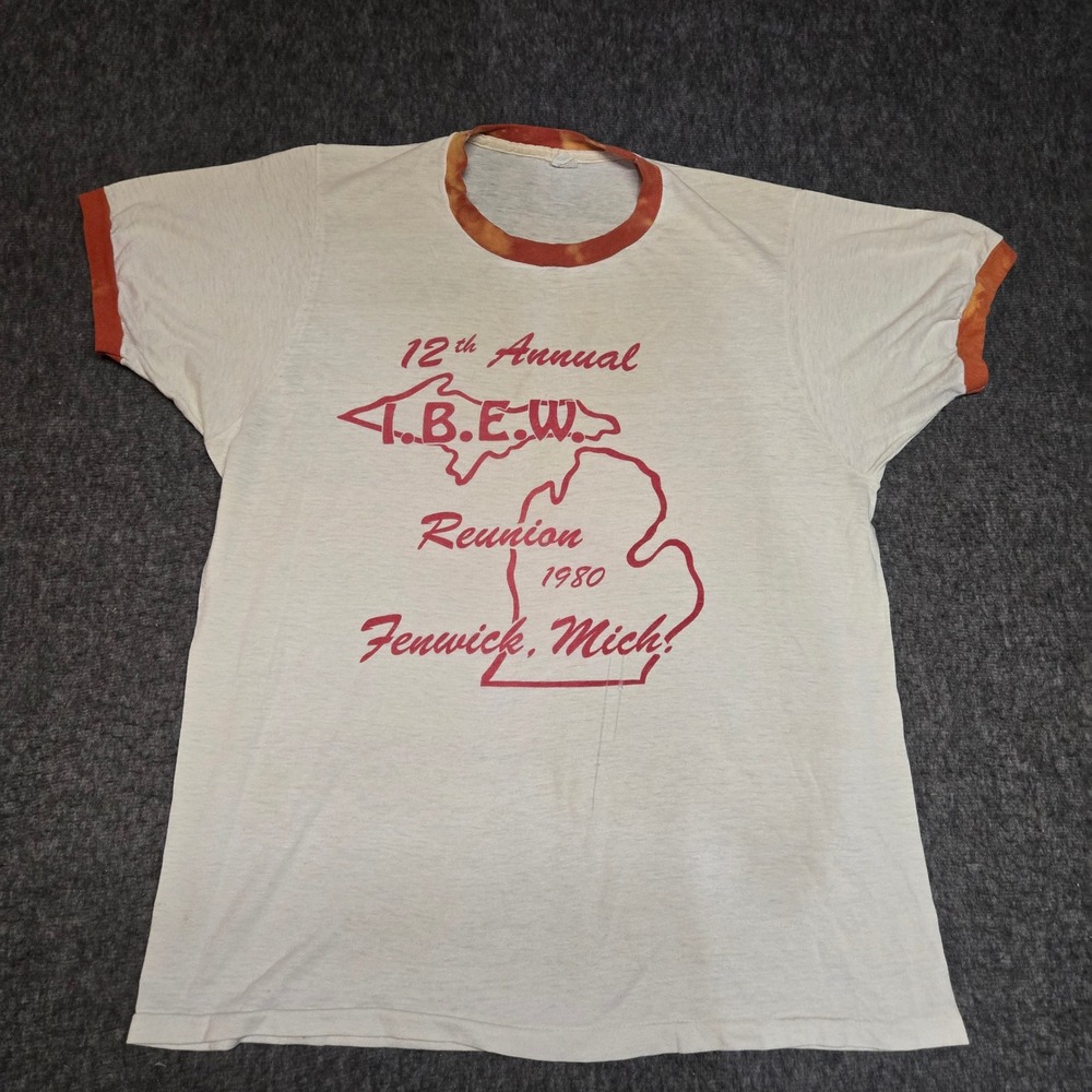 Vintage 80s Paper Thin Burnout Ringer T Shirt Mens M Faded Distressed USA